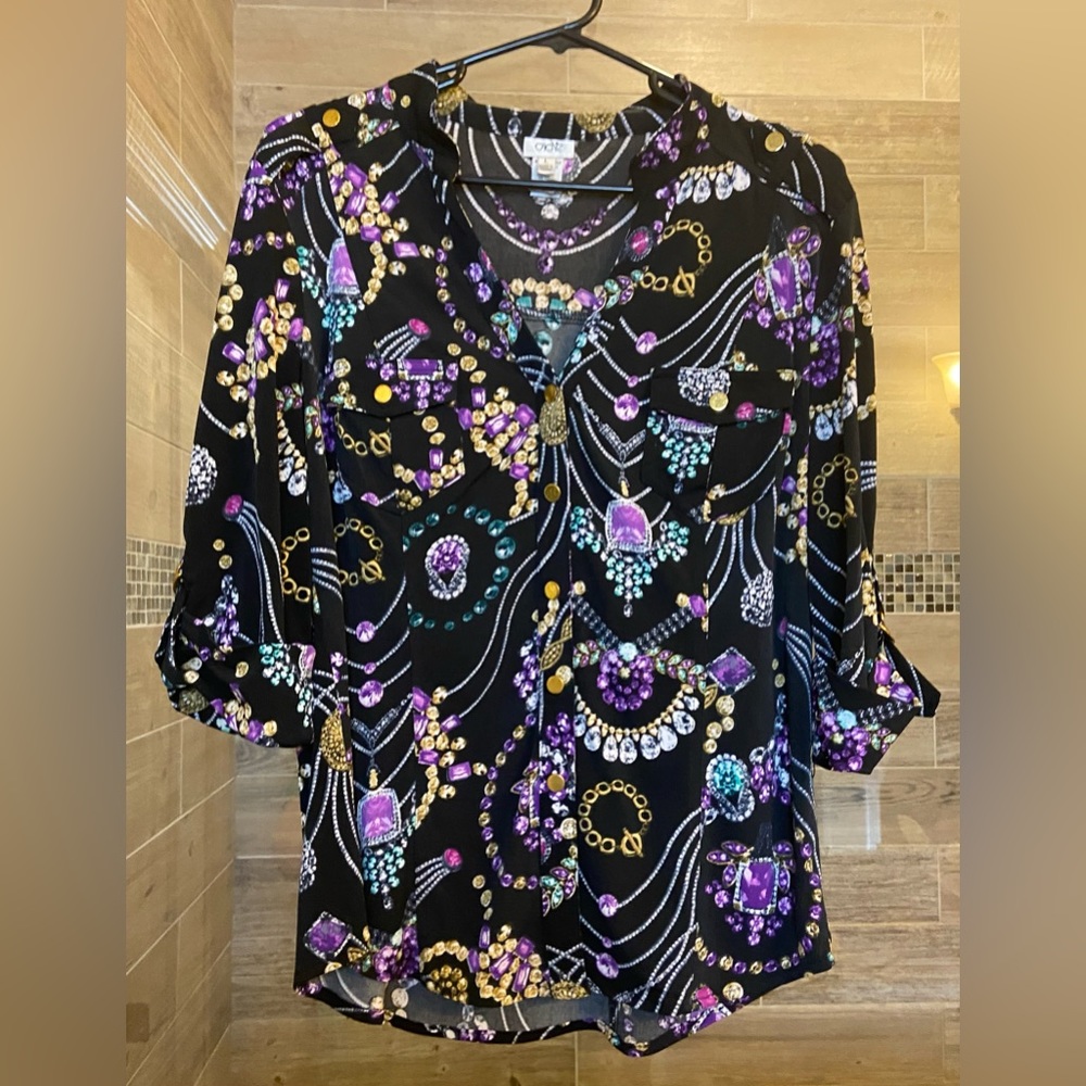 Cache Large Snap Front Blouse